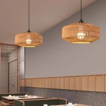 Chinesische Retro handgemachte Korb Kronleuchter Deckenleuchte Wabi-Sabi Rattan Pendelleuchten für Restaurant Schlafzimmer Teehaus Studie E27