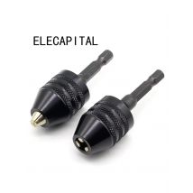 1pc 0.3-8mm Black Keyless Drill Chuck Screwdriver Impact Driver Adaptor 1/4" 6.35mm Hex Shank Drill Bits Diameter Power Tools