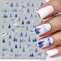 3d Nail Art Stickers Winter Christmas Trees Snow Mountains Xmas Snowflakes Decals For Nails Decoration Manicure Salon Beauty