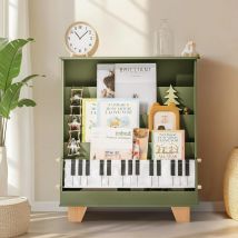 Robotime Robud Scaffale per bambini Scaffale per libri a 4 livelli con portaoggetti per giocattoli Libreria in legno naturale Portaoggetti anteriore e posteriore per ragazzi e ragazze