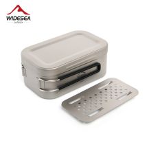 Widesea Camping-Lunchbox für den Außenbereich, leicht, Bento-Box mit Rackdeckel, Griff, Picknick, faltbar, Geschirr, Kochgeschirr, Topf, Angeln