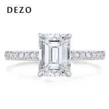 Dezo 3 Karat Smaragds chliff d Farbe Moissan ite Diamant Verlobung sring für Frauen solide Sterling Silber Hochzeits schmuck