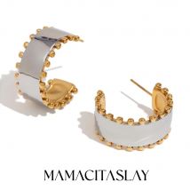 MamacitaSlay Edelstahl, zweiseitig, Farbe vergoldet, silberfarben, Ohrringe, 2025, neues Design, wasserdichter Schmuck, hohe Qualität