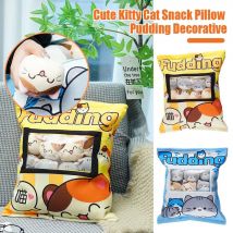 Süße Katze Snack Kissen Pudding Tasche Essen Spielzeug Mini Tiere Bälle Gelbe Katze Snack Reißverschluss Tasche Dekor Kissen Kissen Mädchen