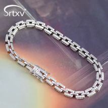 100 % 925 Sterling Silber Tank Kette Moissanit Armband für Frauen Luxus Designer Armbänder Party Hochzeit Geburtstag Geschenke Schmuck