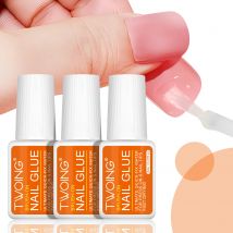 Twoing Adesivo liquido per unghie impermeabile, di lunga durata e ad asciugatura rapida, senza formaldeide, compatibile con unghie finte in acrilico