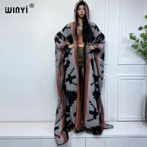 WINYI neue Winter mantel outfits Frauen hohe qualität kleid Lose Dicke Warme Weibliche kaftan poncho kleid Mit Kapuze mopp mantel mode Abaya