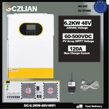 GCZLIAN Convertitori ibridi 6.2KW 48v 220V 230V Convertitore solare integrato 120A MPPT Regolatore di carica solare con BMS