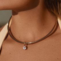 Neue Edelstahl Waterdrop Form Anhänger Halsketten Mode Wasserdichte Geometrische Metall Kragen Öffnung Halskette Punk Schmuck