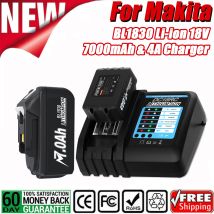 BATTOOL BL1830 7000mAh 4A Charger Set For Makita 18V 14.4V BL1850B BL1840 BL1830 BL1820 BL1415 BL1440 Power Tool Li Battery Set