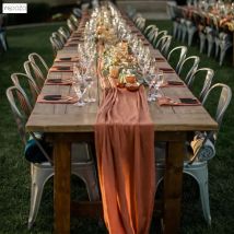 YEPQZQ Hochzeit Tischdekoration Rost Tischläufer Terrakotta Baumwolle Gaze Servietten natürliche Weihnachtsdekorationen für den Tisch zu Hause