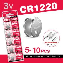 5-10Pcs New CR1220 3V High Capacity Lithium Battery, Fit for Healthcare Devices, Watches, Calculator & Coin Cell Equipme