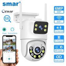 Telecamere IP Smar 6MP PTZ Protezione di sicurezza HD esterna Doppia lente Doppio schermo Cam Monitoraggio automatico Wifi CCTV Vedio Sorveglianza ICsee