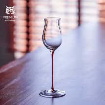 CRISON High-End-Kristallglas, handgefertigt, Whiskey-Geruch, Verkostungsglas, Verkostungsglas, Süßweinglas, roter Stab, hohe Schönheit