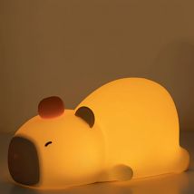 Capibara lindo silicona LED luz nocturna de dibujos animados USB recargable atenuación lámpara de noche para dormir para decoración de habitación de niños regalo de cumpleaños