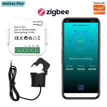 Tuya Smart Life ZigBee Energiezähler 80A Zangenstromwandler APP Monitor Stromverbrauch KWh Elektrizität Statistik 240V 50/60Hz Kann Szenen Automatisierung einstellen