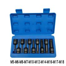 10 stücke 1/2 "Platz Stick CR-MO Auswirkungen 12 Punkt Spline Buchse Schraubendreher Bit Set M5 M6 M7 M8 M10 m12 M14 M16 M17 M18 78mm länge