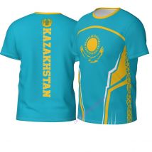 Kasachstan 3d Flagge T-Shirts Männer Frauen Kleidung Sport atmungsaktiv für Laufrad Tennis Fitness T-Shirt