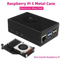 Custodia in metallo Raspberry Pi 5 Guscio in lega di alluminio compatibile per dispositivo di raffreddamento attivo per RPI 5 Pi5