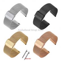 12mm 14mm 16mm 17mm 18mm 19mm 20mm 21mm 22mm 24mm 0.6MM Maglia cinturino per orologio milanese cinturino in acciaio uomo donna braccialetto universale
