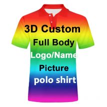 Men's 3d Printed Logo Personalized Photo Customized Club Birthday Party Polo Shirt Short Sleeve Slim Fit T-shirt Casual Tops Diy