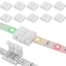10 SZT. 4-pinowe złącze LED w kształcie litery L, 10 mm, bez lutowania, do taśm LED 5050/3528 RGB, złącze narożne do taśm LED, bez konieczności lutowania.