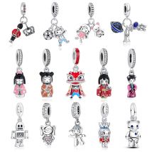 Original 925 Sterling Silver Charms Beads Cartoon Figure Pave CZ Fit Pan Bracelets Bangles Necklaces For Women DIY Jewelry