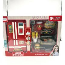 Spielhaus Set Spray Wasser Dampf Mini Kühlschrank Küche Fast Food Restaurant Burger Pommes Dessert Set Pädagogisches Rollenspiel Spielzeug
