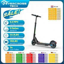 EVERCROSS TECH EV06C Patinete Eléctrico para Niños, Plegable 6,5'', Velocidad Máxima 15 KM/H, Pantalla LED, Luces LED Coloridas, Patinete Ligero para Niños de 6 a 12 Años