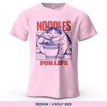 NOODLES FOR LIFE Bedrucktes Herren-T-Shirt aus 100 % Baumwolle, übergroße Grafik-T-Shirts für Damen, Tops, T-Shirts, lässige Streetwear