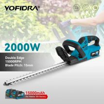 YOFIDRA 2000W Tagliasiepi Elettrico 15000RPM Tosaerba Giardino Paesaggistica Tagliasiepi Trimmer Strumento Per Makita 18V Batteria Spille