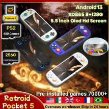 Retroid Pocket 5 RP5 Retro Handheld-Videospielkonsole Videoplayer 5,5 Zoll OLED-Touchscreen Android13 WLAN Bluetooth PSP PS2