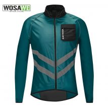WOSAWE Giacca da ciclismo antivento Maglia da bici MTB Sport all'aria aperta Giacca a vento da ciclismo Abbigliamento da bici riflettente antipioggia Blu navy