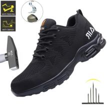 Safety Footwear Men Work Boots Lightweight Air Cushion Sneakers Puncture-Proof Work Shoes Indestructible Male Steel Toe Shoes