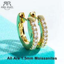 Anujewel 1,5mm d Farbe Moissan ite Huggie Creolen mit Zertifikat gelb vergoldet Huggie Ohrring für Frauen Geschenke