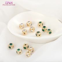 4PCS 6MM 14K Gold Farbe Überzog Messing mit Zirkon Platz Spacer Perlen Armband Perlen Hohe Qualität Diy schmuck Zubehör