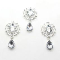 10 teile/los Silber 25mm * 45mm Silber Strass Anhänger Knöpfe für Hochzeit Dekoration Metall Brosche Haar Bogen DIY schmuck Handwerk