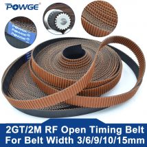 POWGE 2M 2GT RF Cinghia dentata sincrona con estremità aperta Larghezza 3/6/9/10/15mm Gomma a bassa polvere Stampante 3D VORON Creality a bassa vibrazione