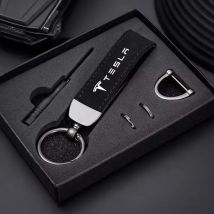 Wildleder Leder Legierung Auto Schlüsselbund Schlüsselanhänger Kette Schlüsselanhänger für Tesla Modell 3 Modell S X Y Roadster SpaceX Auto Styling Zubehör