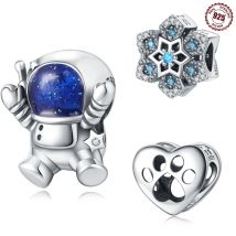Neue Charms aus 925er-Sterlingsilber für Damen, originelles Design, Weihnachten, blaue Schneeflocke, Silber-Charms, Perlen, Hochzeit, Schmuck, Geschenke