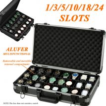 10/18/24 Slot Multi-Spezifikation Uhr Aufbewahrung sbox Aluminium legierung Koffer gehäuse interne Schall wand abnehmbare Display Box Werkzeug kasten