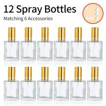 12 Stück + 6 Zubehörteile, 15 ml transparente Parfüm-Sprühflasche, einschließlich 12 Flaschen, 3 Trichter und 3 Unterverpackungsartefakten