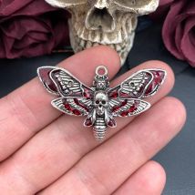 4 Stück 53*32mm Gothic Death Blood Moth Charms Skull Moth Charms Anhänger Designer Charms Fit Schmuckherstellung DIY Schmuckzubehör