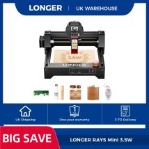 LONGER RAY5 Mini Laser Engraver 3.5W, 0.04mm precision12, 000mm/min, LightBurn/LaserGRBL, 130*140mm Working Area, 300+ Materials