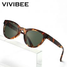 VIVIBEE 2026 Katzenaugen-Sonnenbrille für Damen, Leopardenmuster-Rahmen, Retro Cateye, Sommer-Jaspisgrüne Gläser, Vintage Damen-Sonnenbrille in Kleingröße