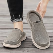 Sommer Männer Halbe Schuhe Casual Leinwand Schuhe Leichte Bequeme Große Größe 47 48 Dropshipping 2025