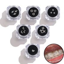 3/10pcs Tooth Rhinestone Decoration Gem Kit with Rhinestones Heart Cross Shape Design Teeth Decoration Ornament Box Set
