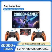 M9 4K Retro-Spielekonsole 64GB 30000 Spiele mit 2,4G Doppel-Wireless-Controller für PS1/GBA für Dropshipping