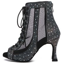 Zapatos de baile JuseDanc, botas de baile de salón para mujer, zapatos de moda negros para bailar, zapatos de baile de boda, zapatos de Jazz con diamantes de imitación