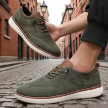 Klassische Herren-Wanderschuhe, atmungsaktiv, gestrickt, flache Schuhe, weich, bequem, leicht, minimalistisch, zum Schnüren, Freizeitschuhe für die Straße